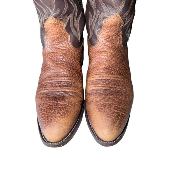 Vintage Nocona men’s 8.5B brown tan leather western boots cowboy farm ranch USA main image 8